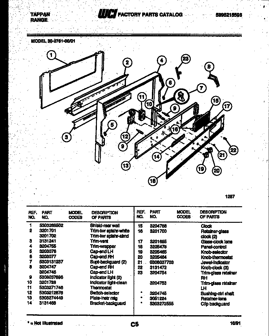 Tappan 30-2761-23-01 backguard diagram