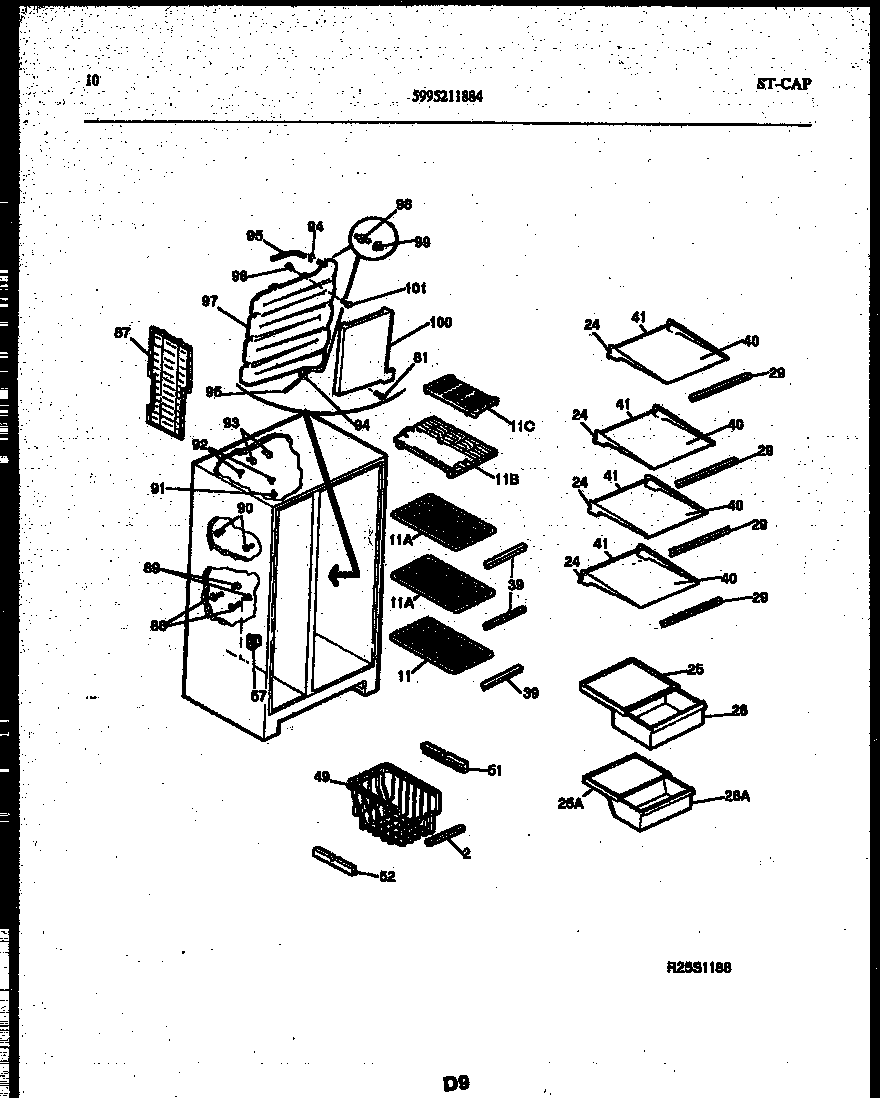 Tappan 95-2491-23-01 shelves and supports diagram