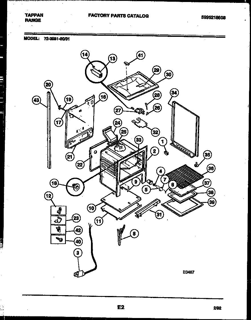 Tappan 72-3981-00-01 lower body parts diagram