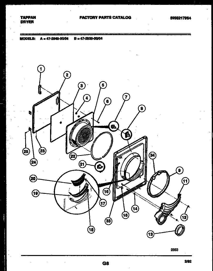 Tappan 47-2848-23-04 door parts diagram