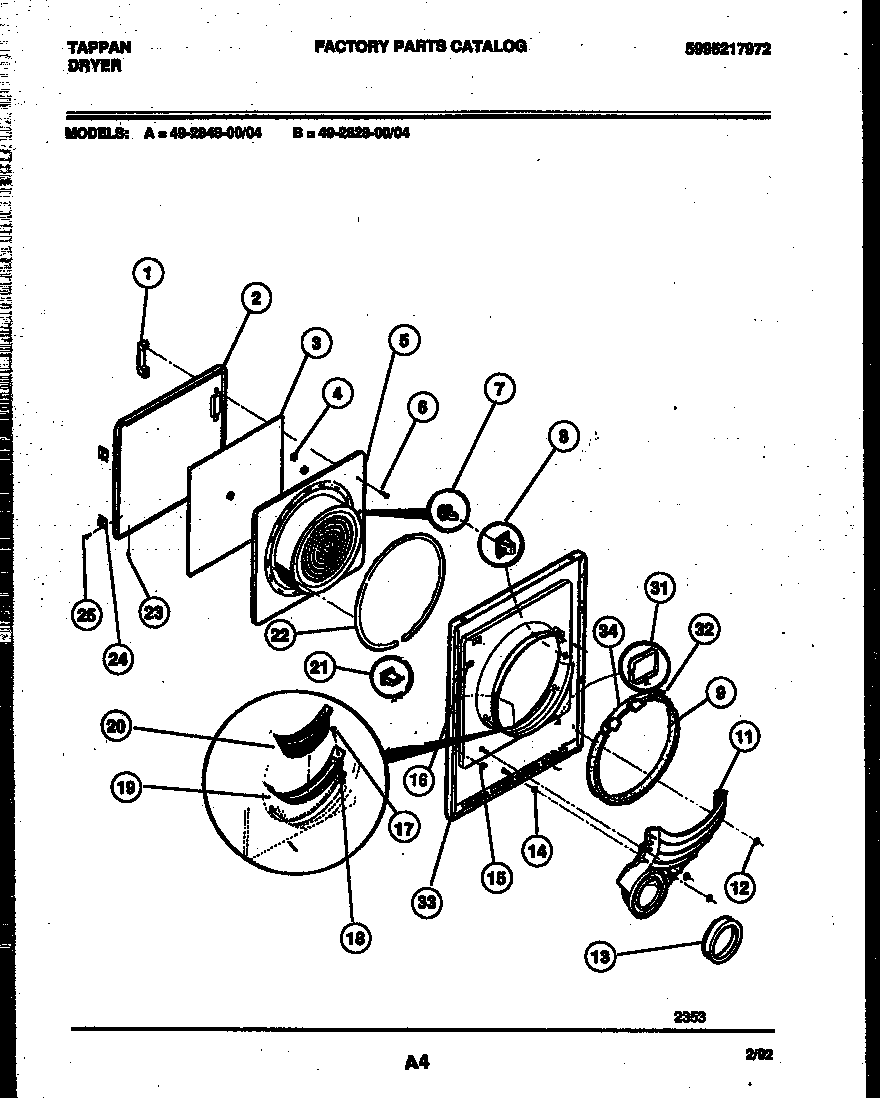 Tappan 49-2828-00-04 door parts diagram