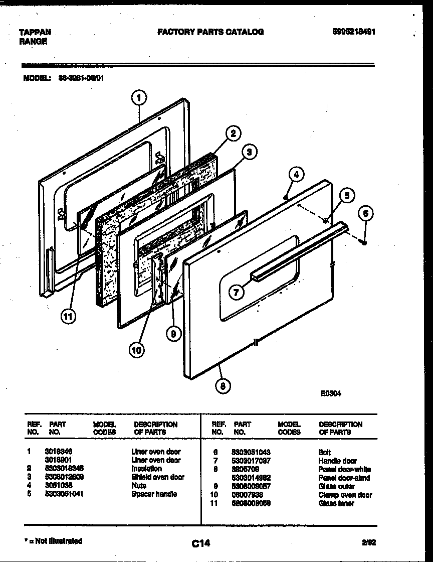 Tappan 36-3281-23-01 door parts diagram