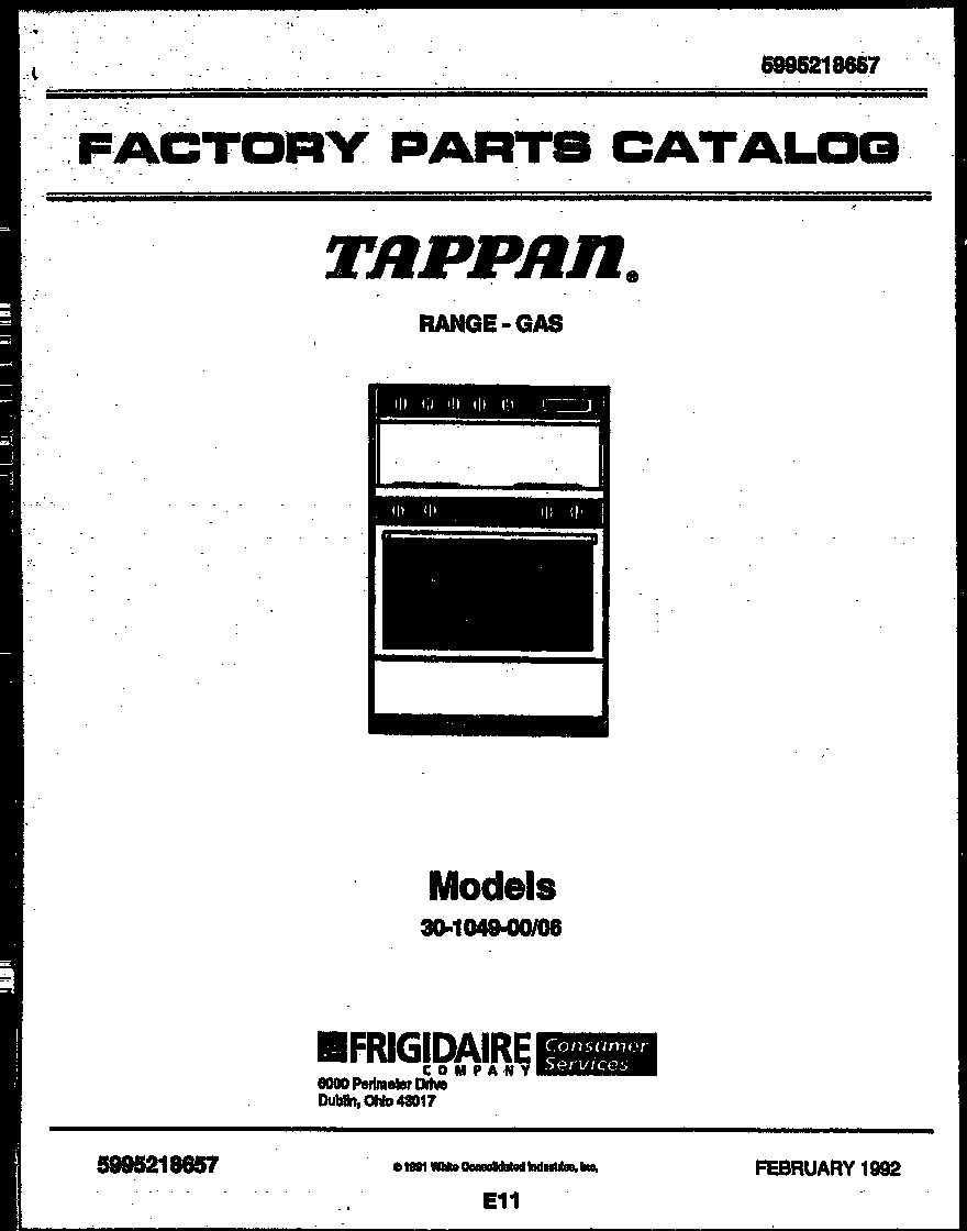 Tappan 30-1049-23-06 cover page diagram
