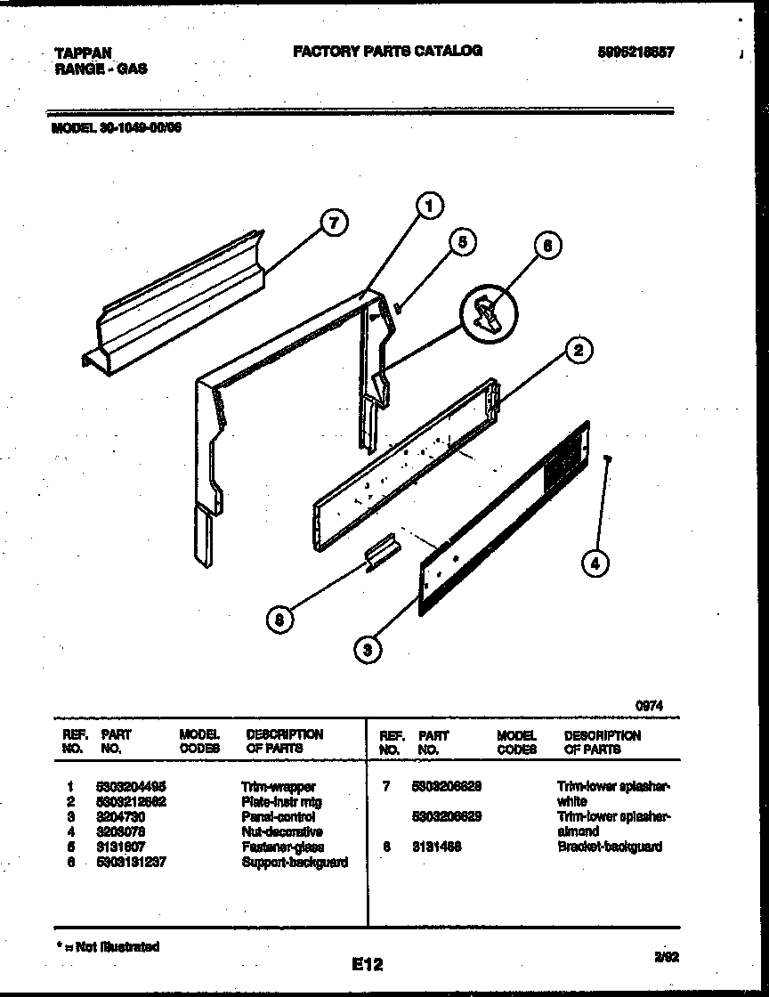 Tappan 30-1049-23-06 backguard diagram