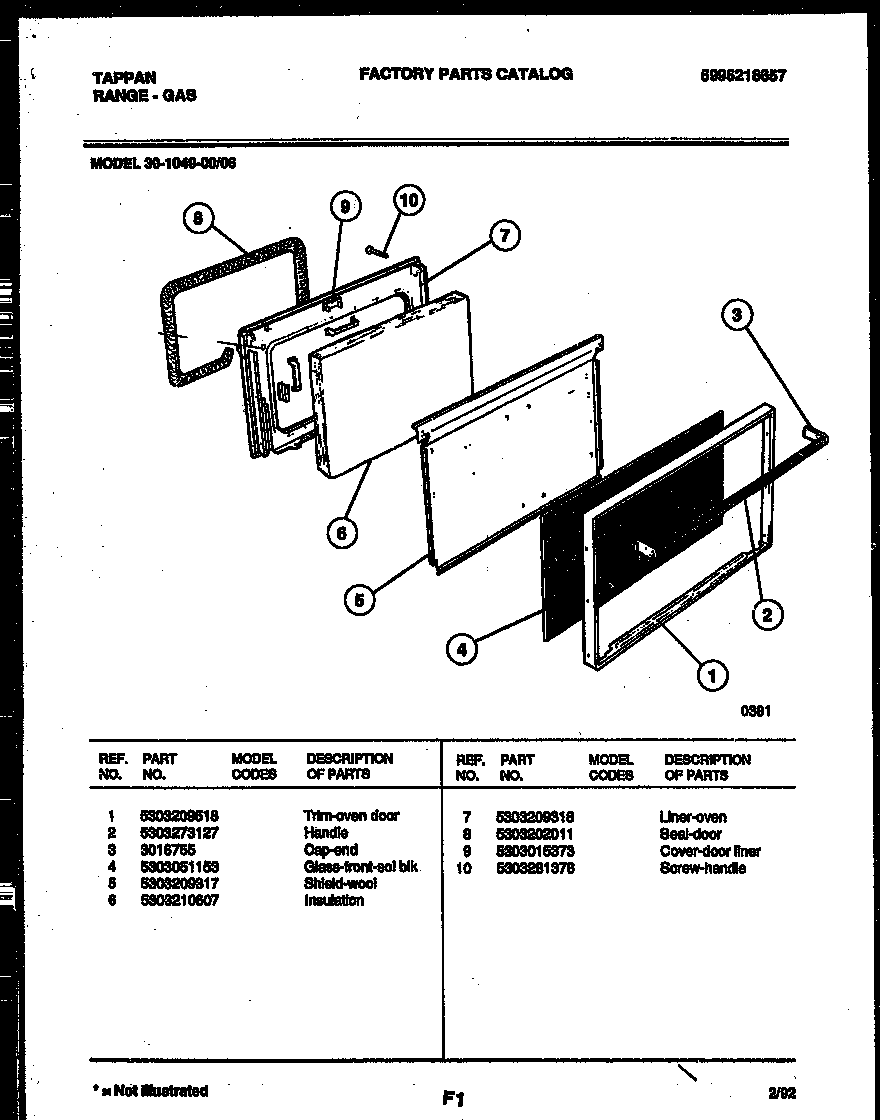 Tappan 30-1049-23-06 door parts diagram