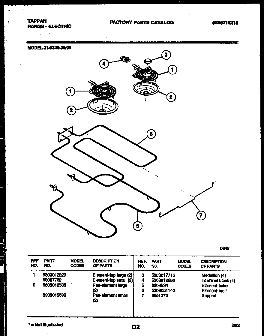 Tappan 31-3349-00-05 broiler parts diagram