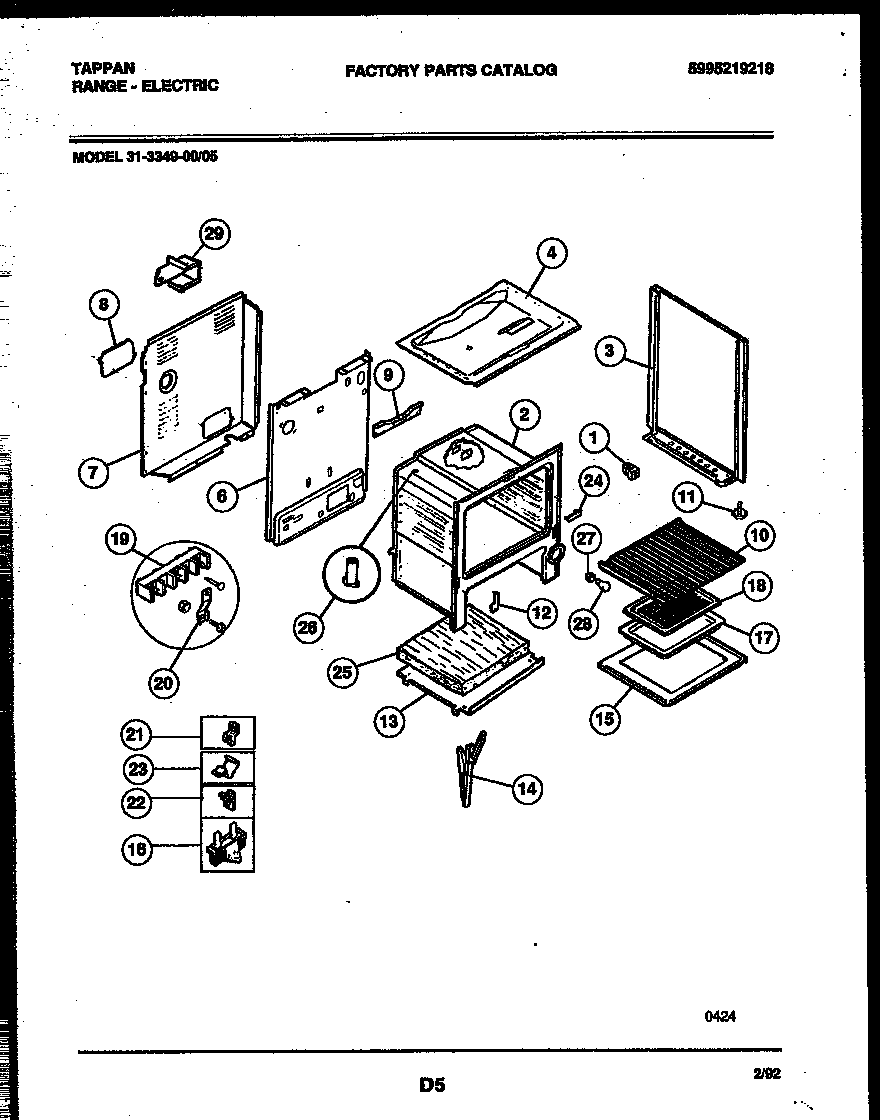 Tappan 31-3349-00-05 body parts diagram