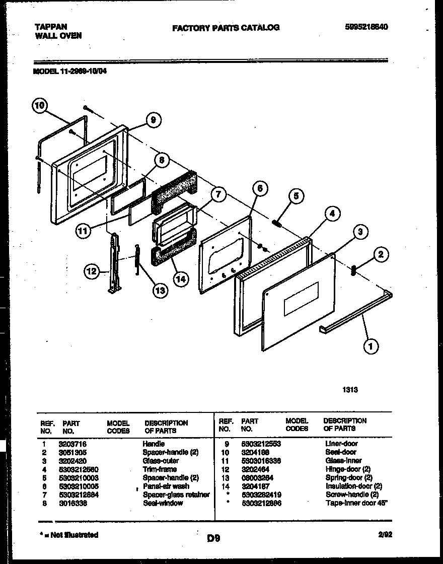 Tappan 11-2969-00-04 door parts diagram