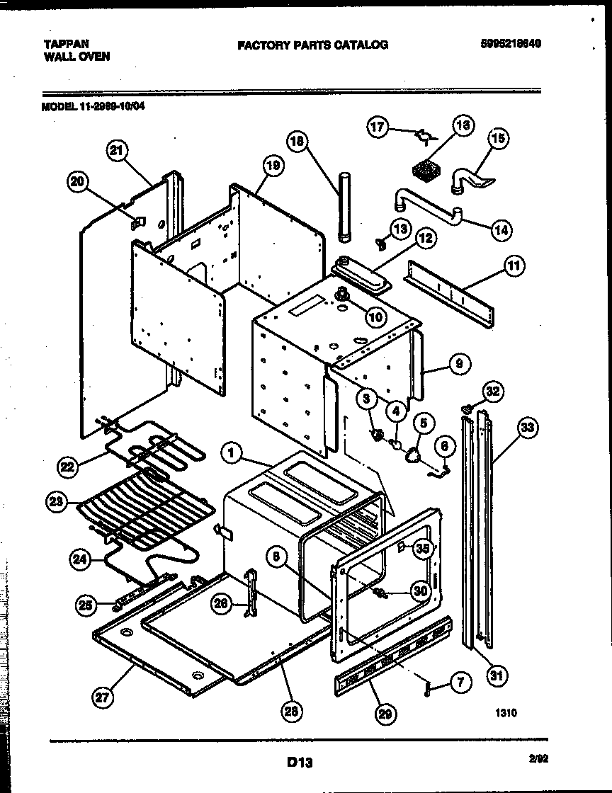 Tappan 11-2969-00-04 body parts diagram