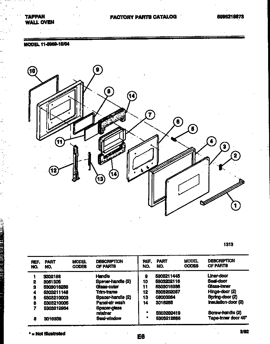 Tappan 11-5969-00-04 door parts diagram