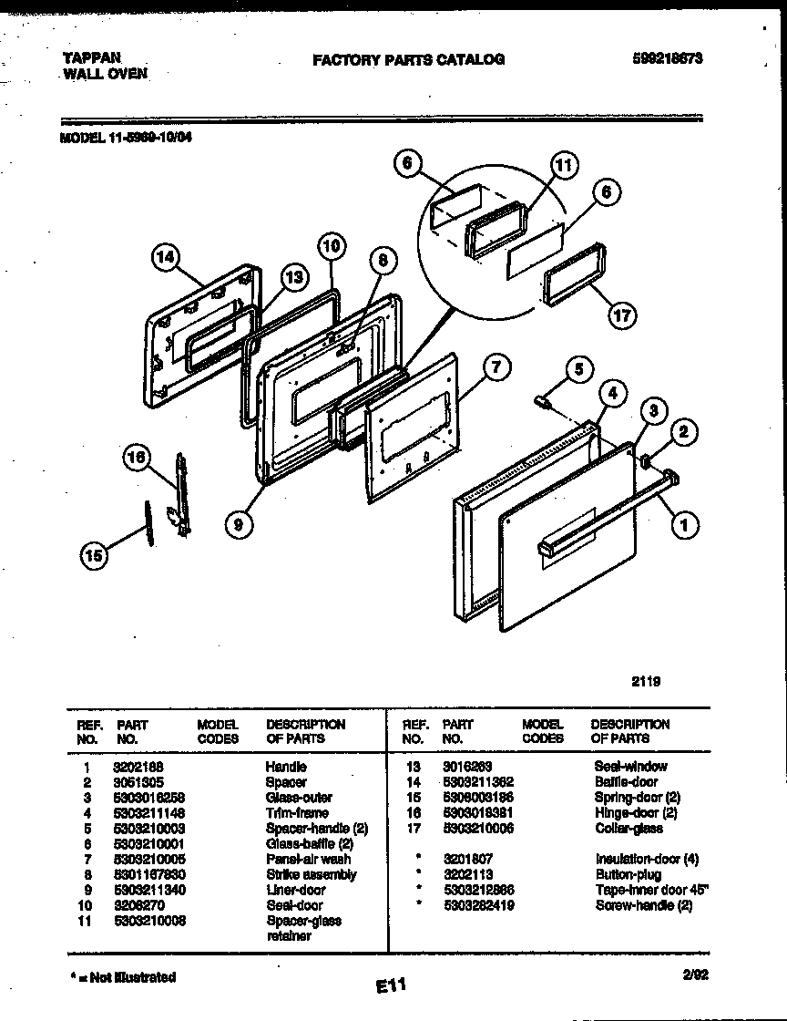 Tappan 11-5969-00-04 door parts diagram