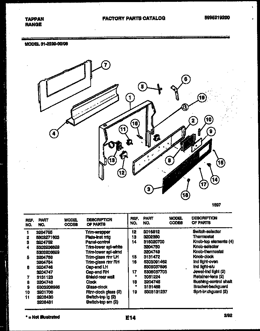 Tappan 31-2239-00-06 backguard diagram