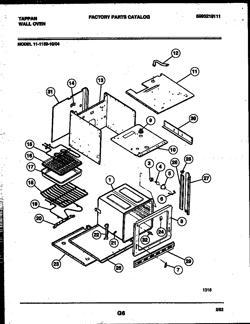 Tappan 11-1159-00-04 body parts diagram