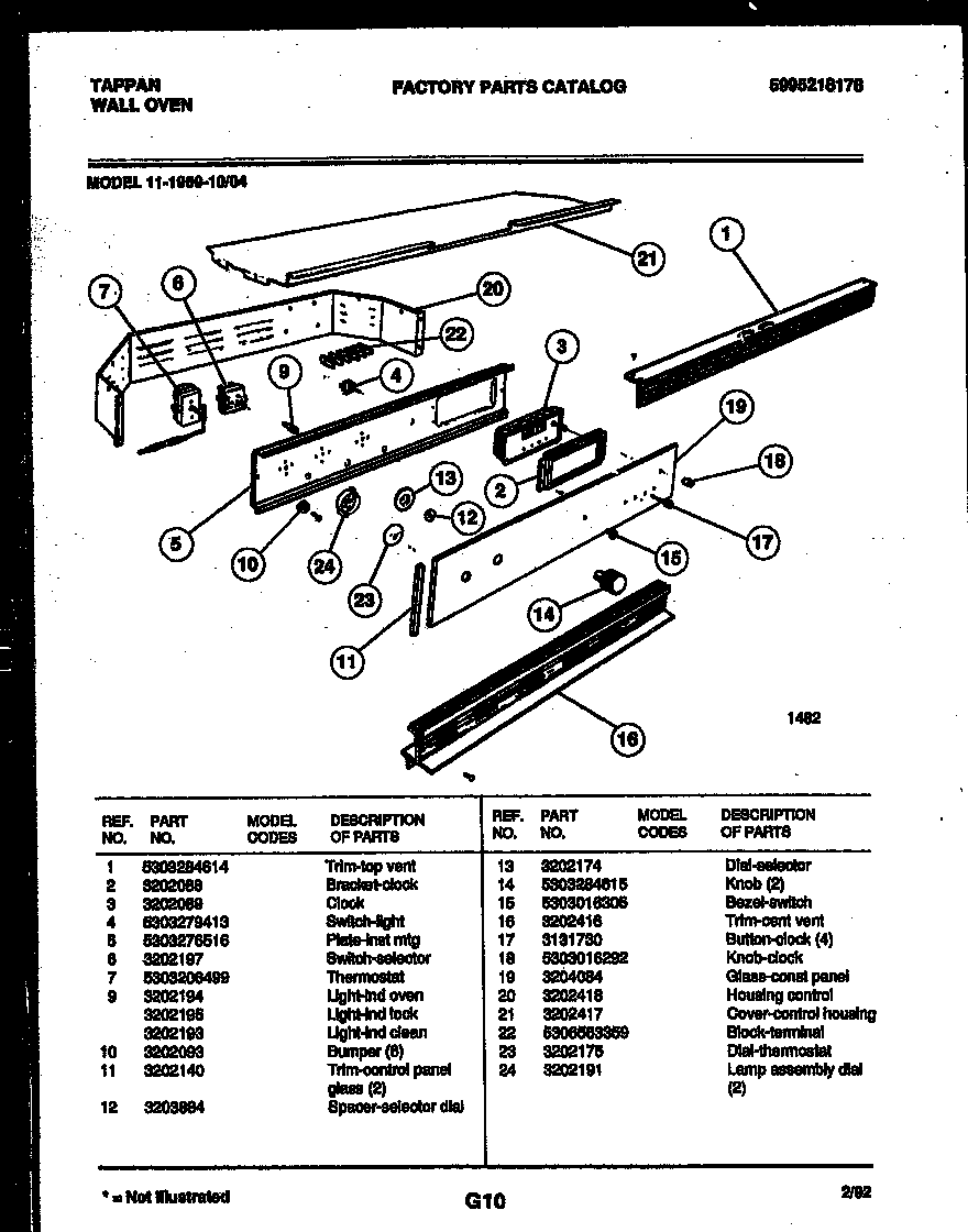 Tappan 11-1969-00-04 control panel diagram