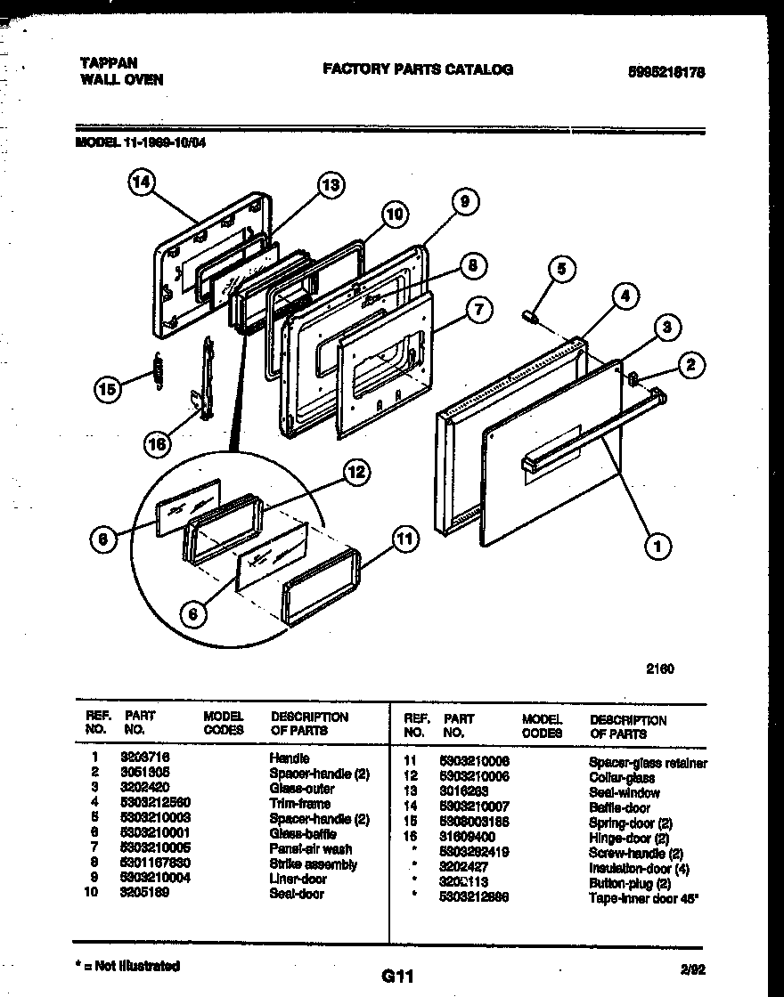 Tappan 11-1969-00-04 door parts diagram