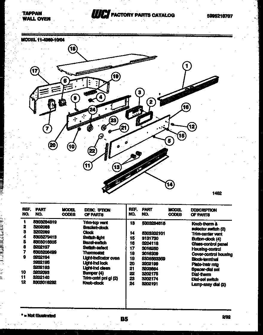Tappan 11-4969-00-04 control panel diagram
