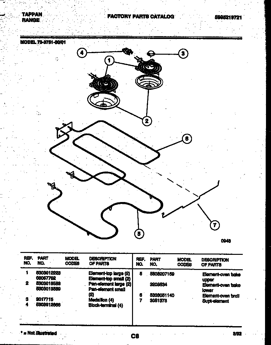 Tappan 73-3751-00-01 broiler parts diagram