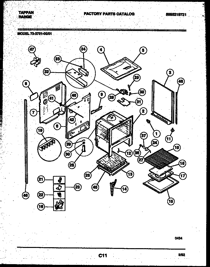 Tappan 73-3751-00-01 lower body parts diagram