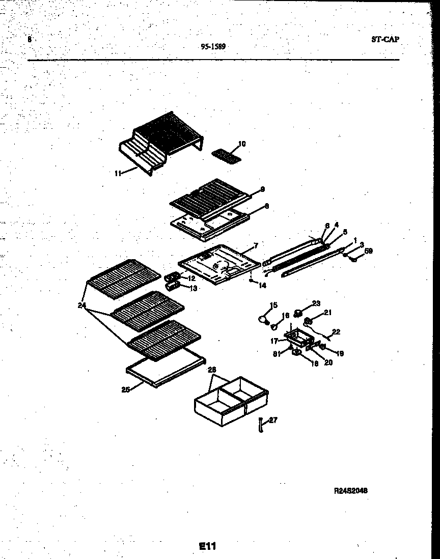 Tappan 95-1589-00-01 shelves and supports diagram