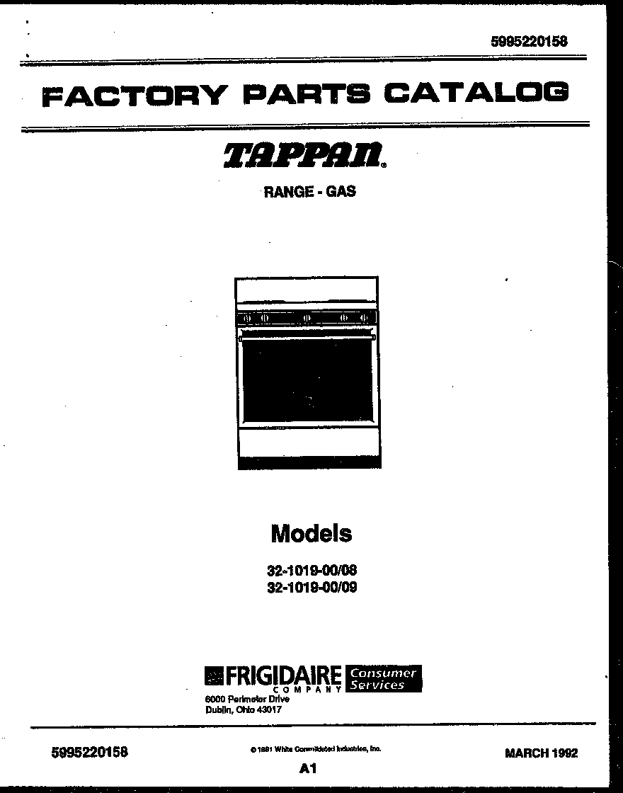 Tappan 32-1019-00-09 cover page diagram