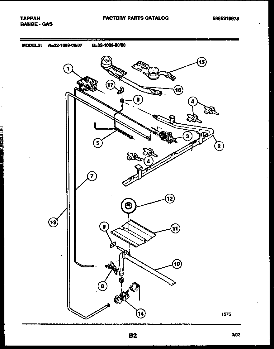 Tappan 32-1009-00-08 burner parts diagram