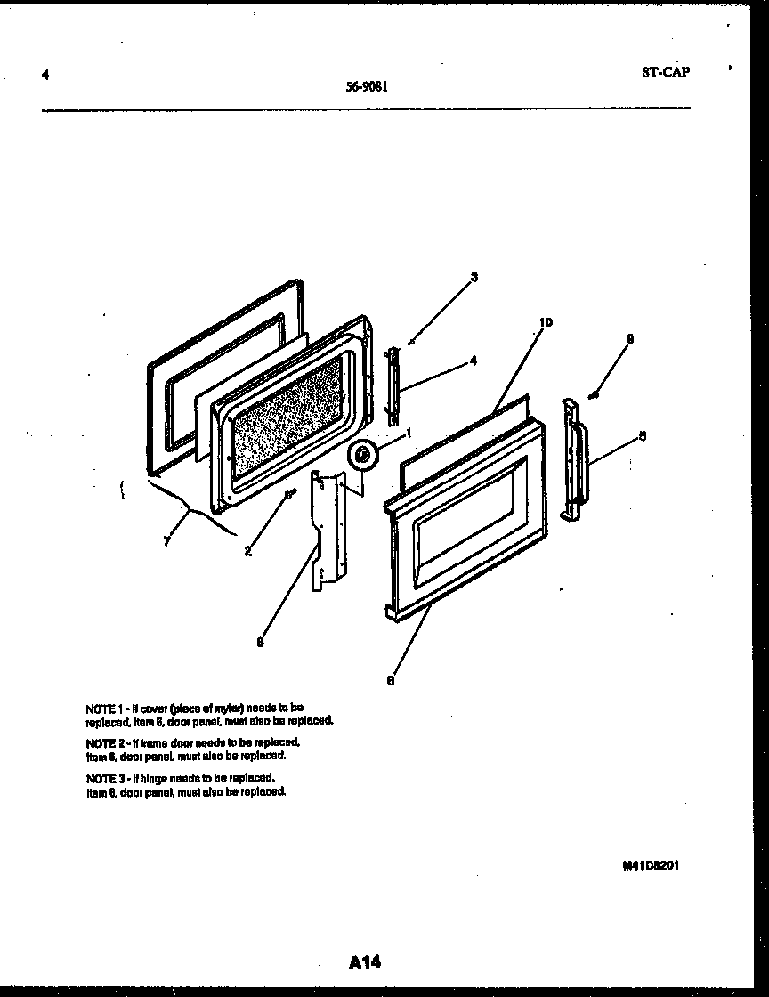 Tappan 56-9081-10-01 door parts diagram