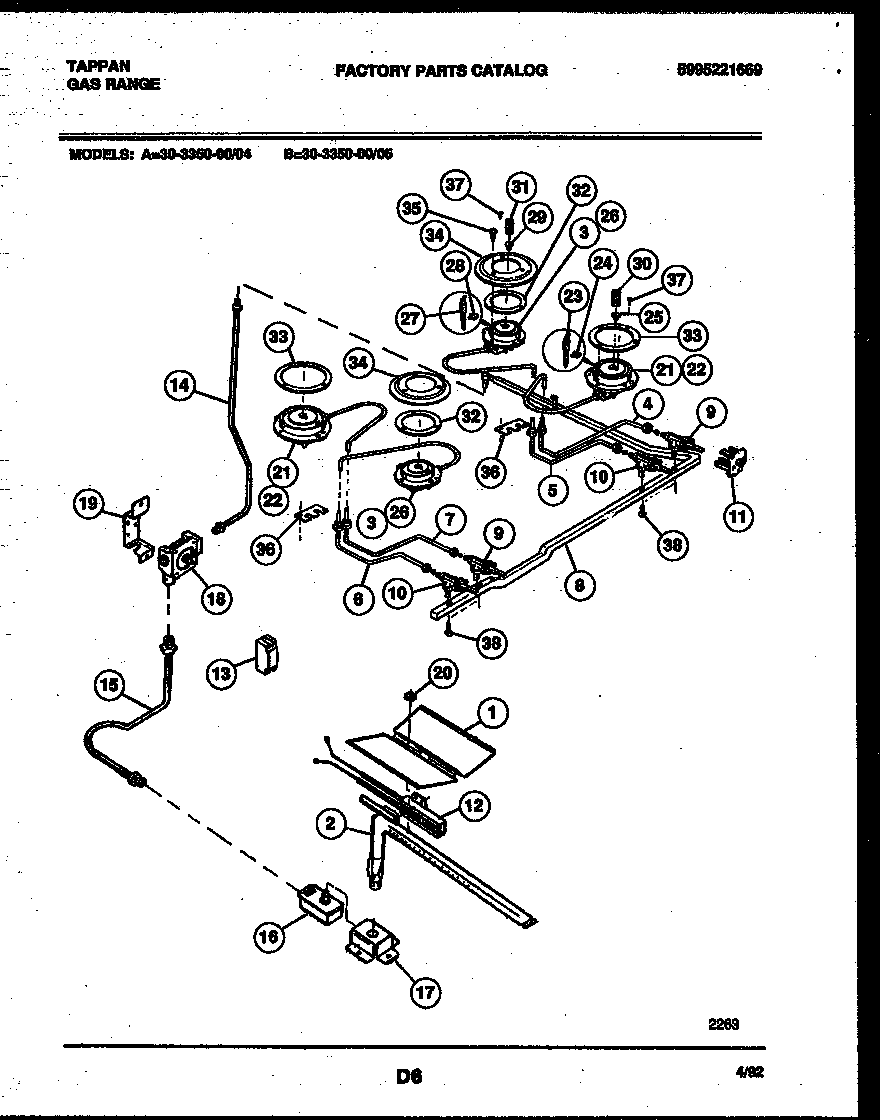 Tappan 30-3350-23-05 burner parts diagram