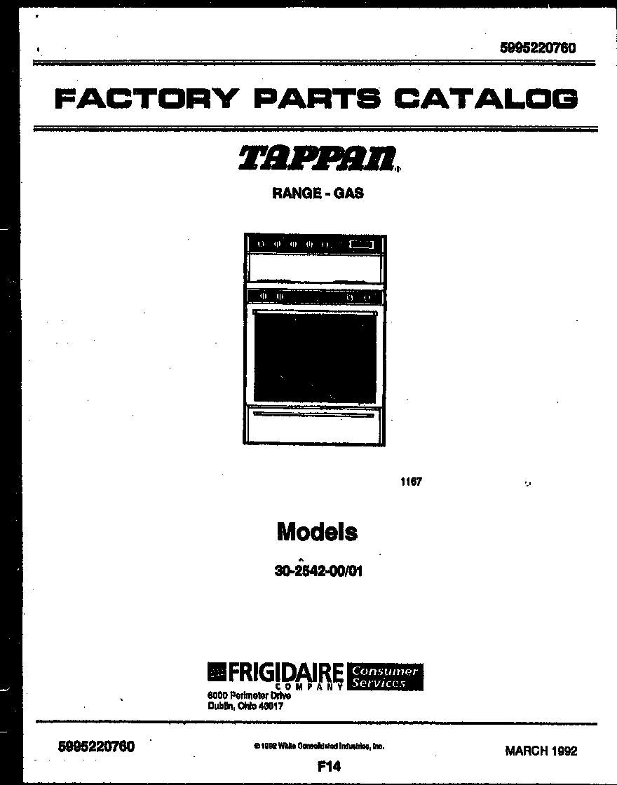 Tappan 30-2542-23-01 cover page diagram