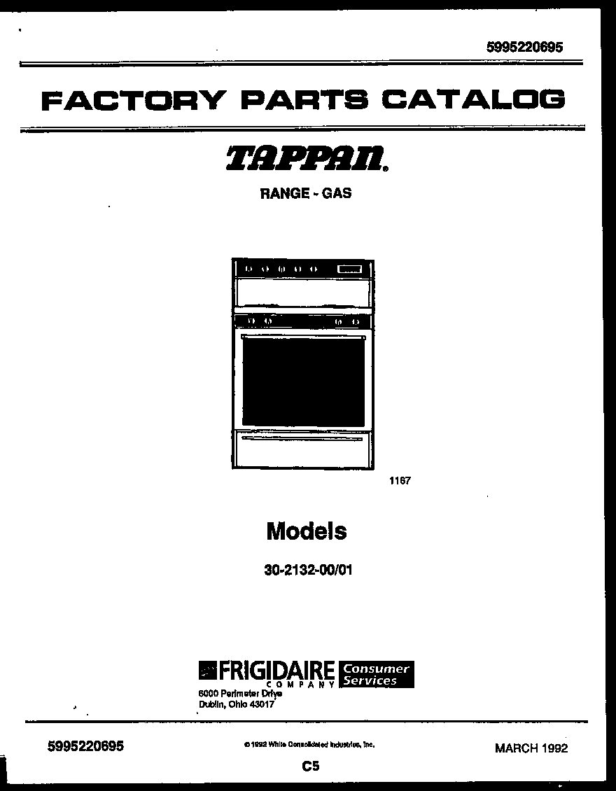 Tappan 30-2132-23-01 cover page diagram