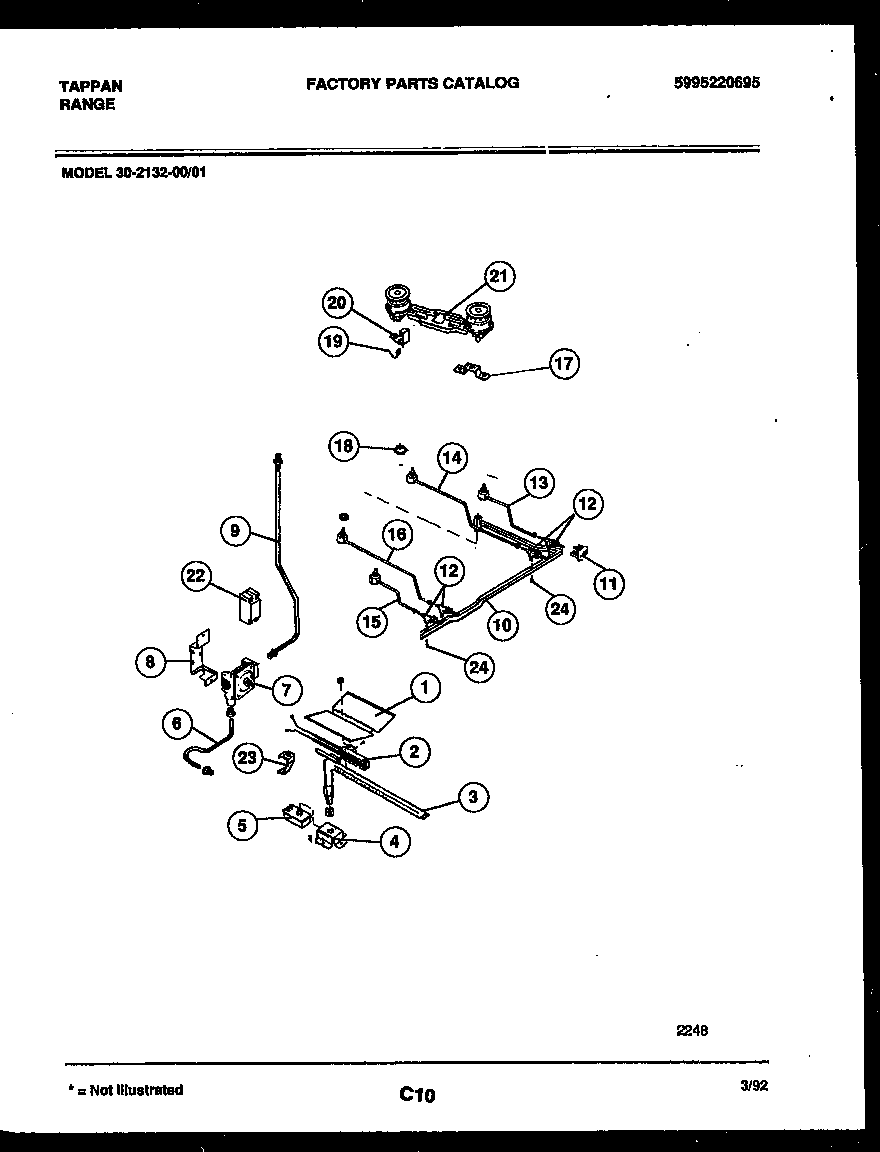 Tappan 30-2132-23-01 burner, manifold and gas control diagram