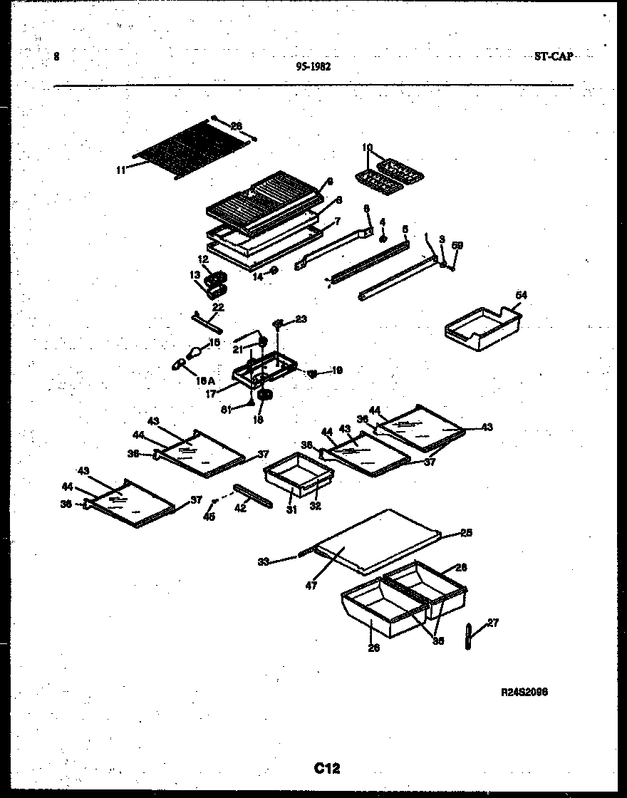 Tappan 95-1982-00-00 shelves and supports diagram