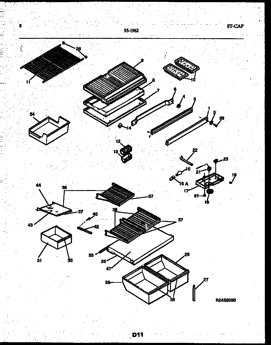 Tappan 95-1962-00-00 shelves and supports diagram
