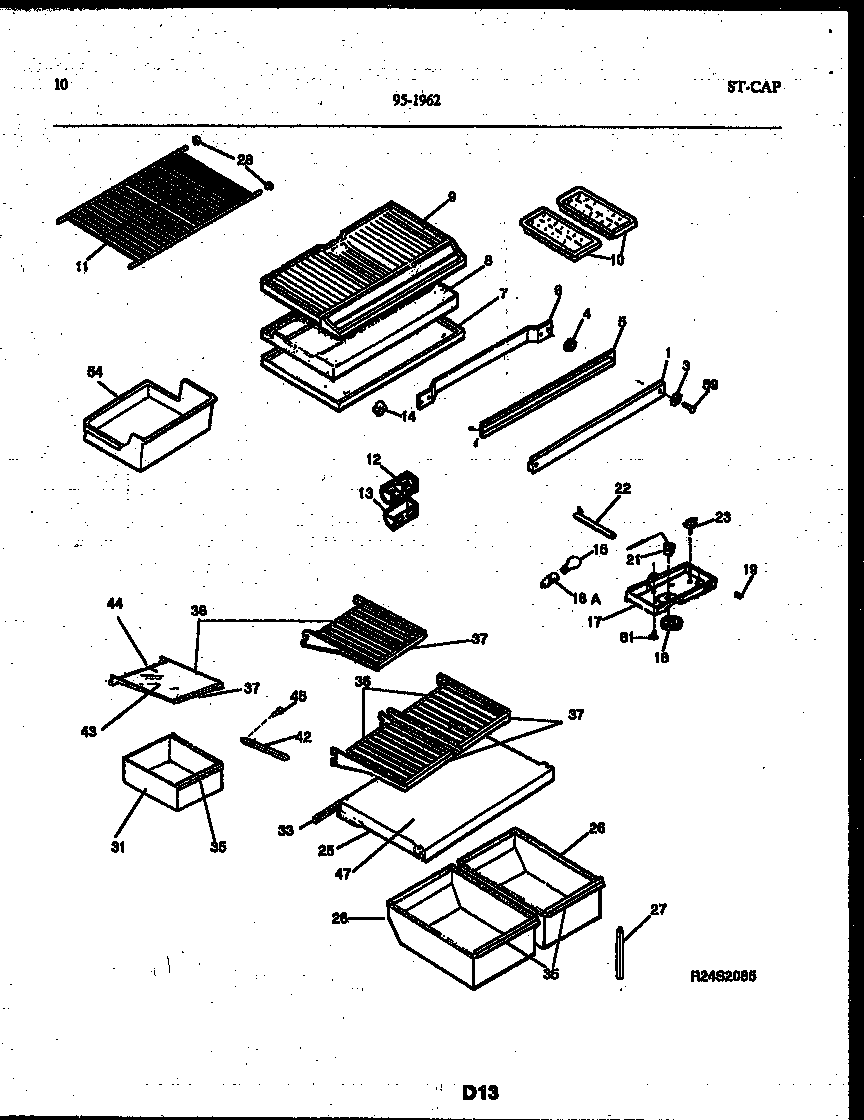 Tappan 95-1962-00-00 shelves and supports diagram
