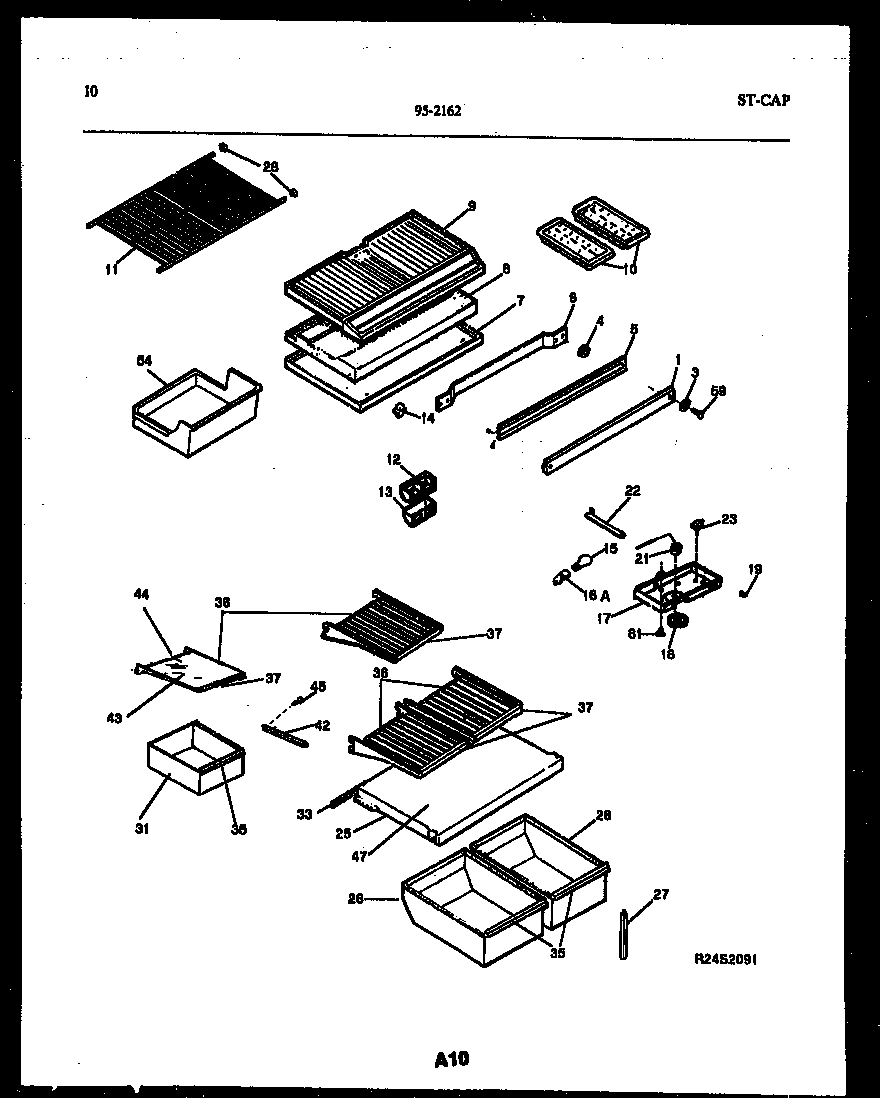 Tappan 95-2162-00-00 shelves and supports diagram