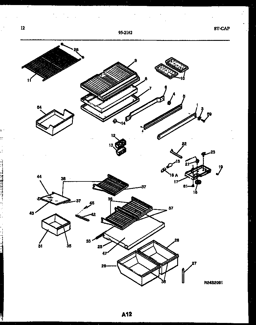 Tappan 95-2162-00-00 shelves and supports diagram