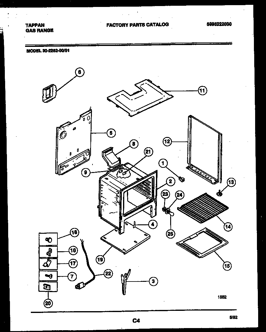 Tappan 30-2252-00-01 body parts diagram