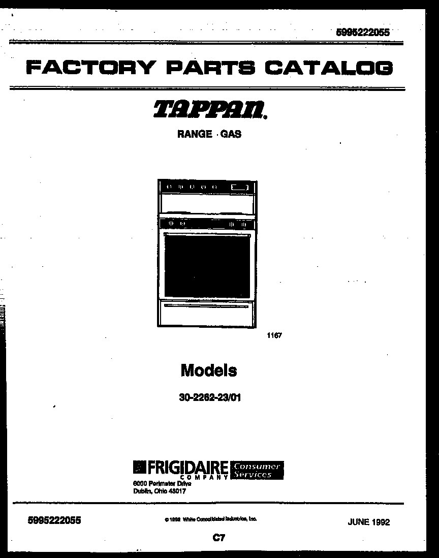 Tappan 30-2262-23-01 cover page diagram