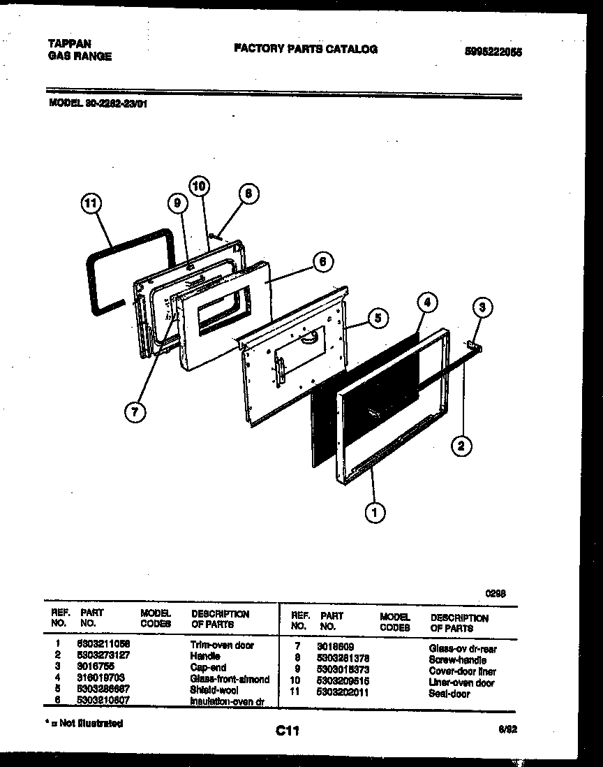 Tappan 30-2262-23-01 door parts diagram