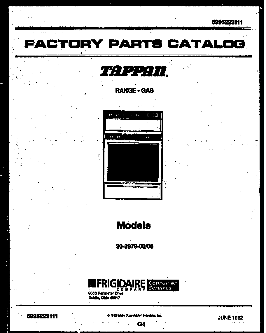 Tappan 30-3979-00-08 cover page diagram