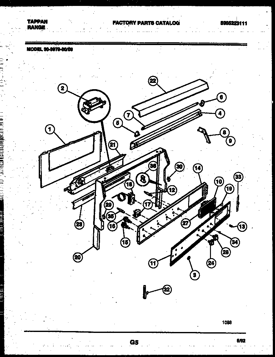 Tappan 30-3979-00-08 backguard diagram