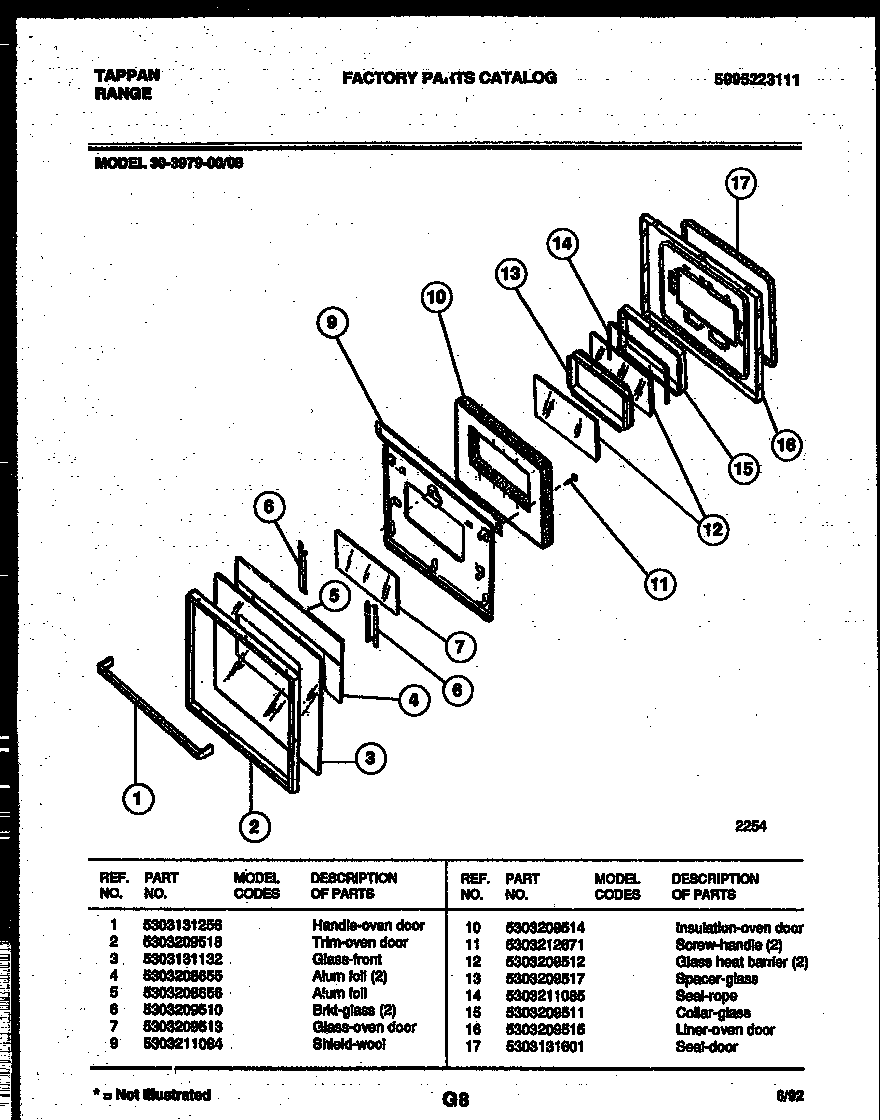 Tappan 30-3979-00-08 door parts diagram