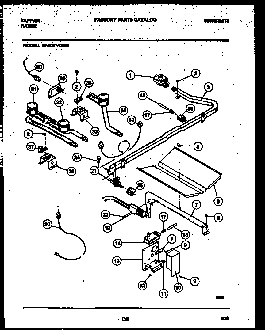 Tappan 36-3061-00-02 burner parts diagram