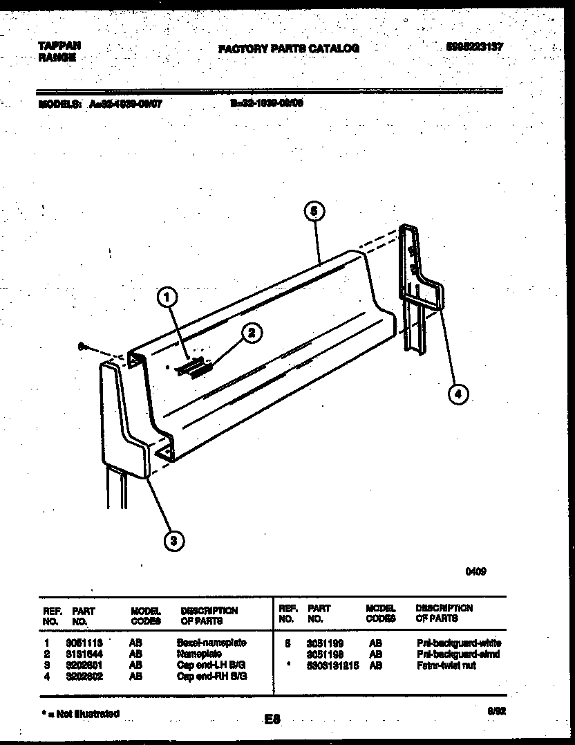 Tappan 32-1039-00-07 backguard diagram