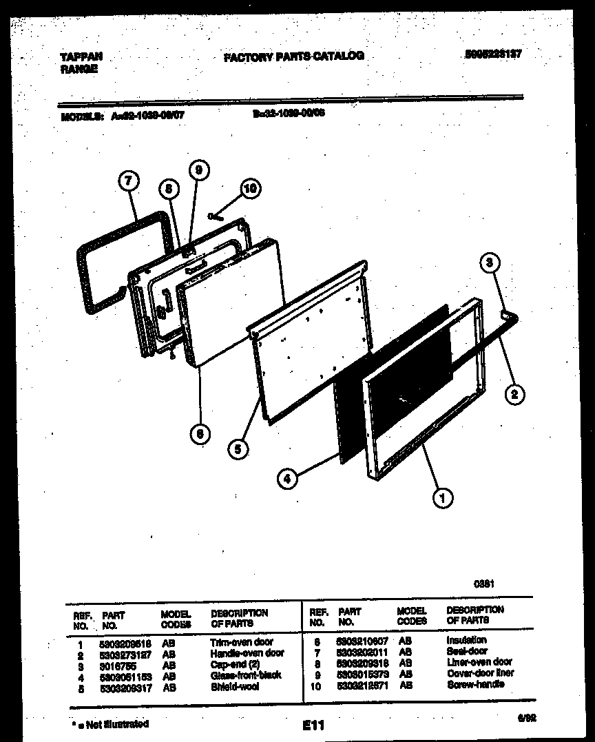 Tappan 32-1039-00-07 door parts diagram