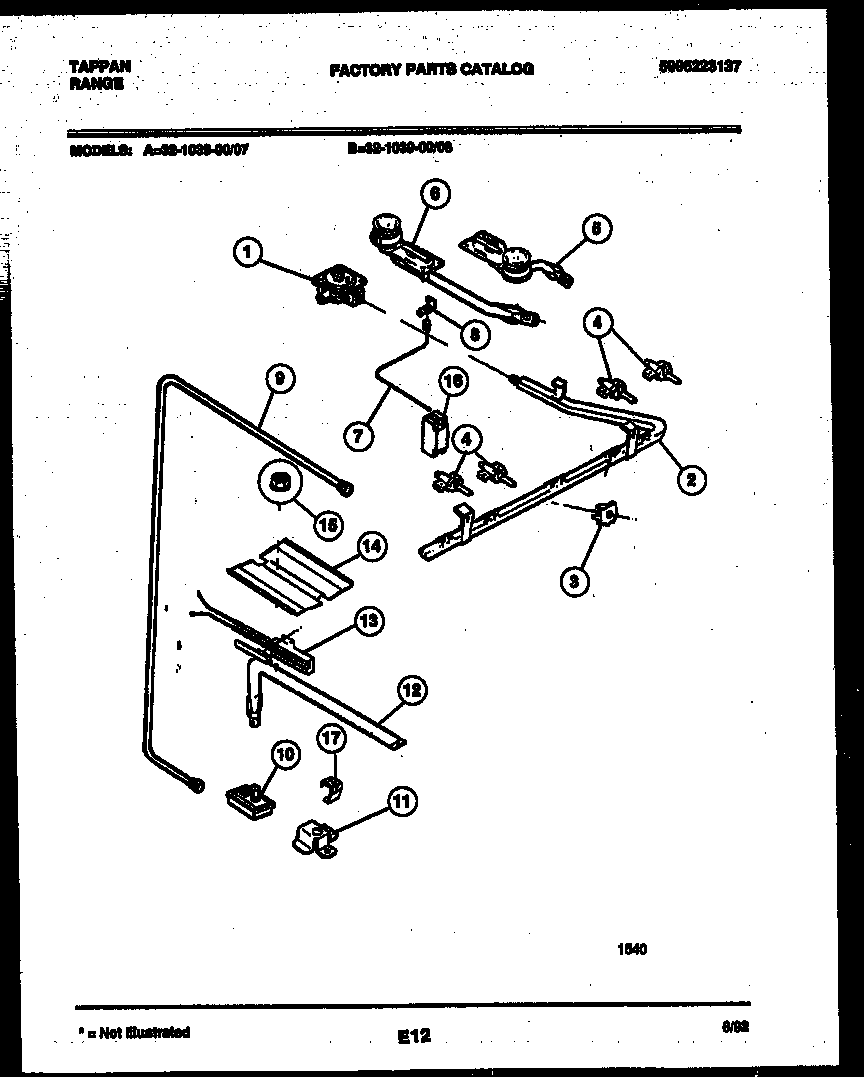 Tappan 32-1039-00-07 burner parts diagram