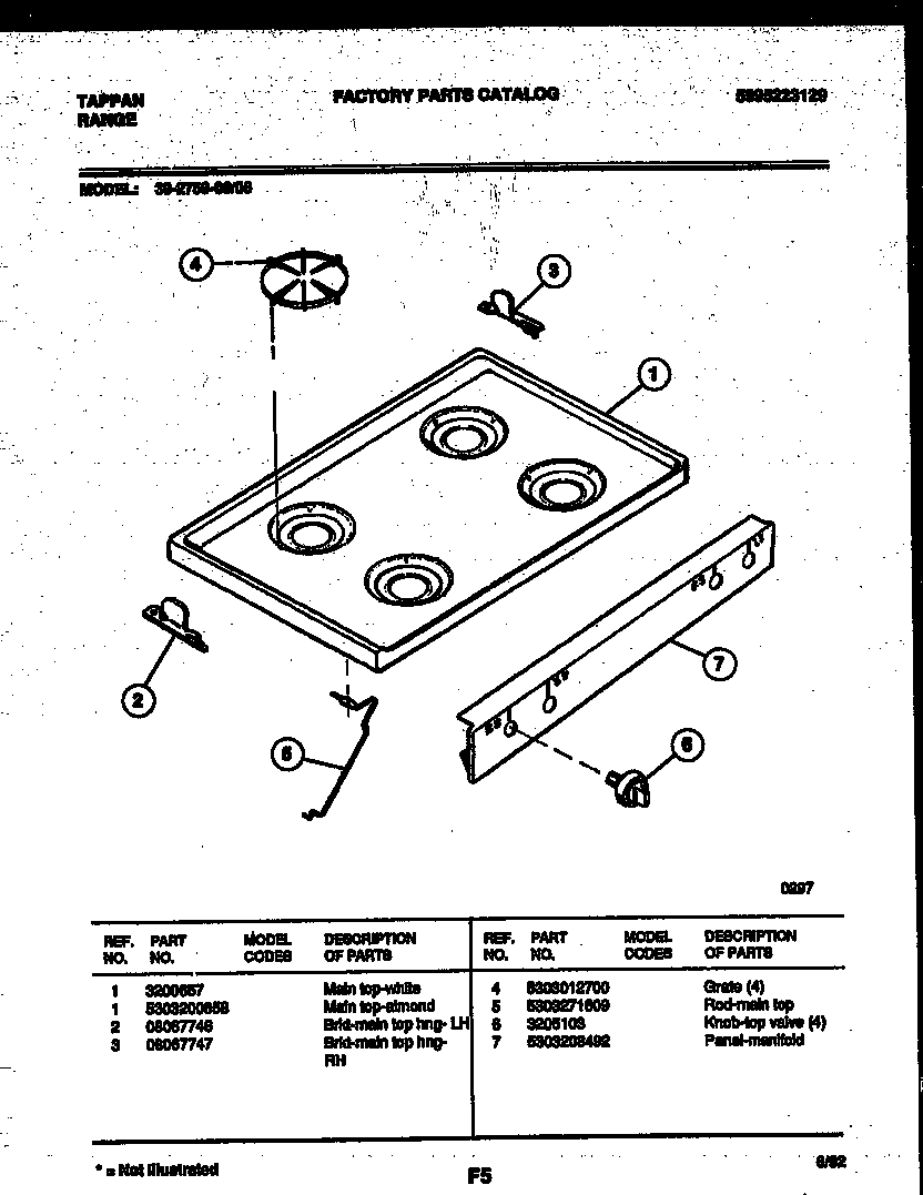Tappan 30-2759-23-06 cooktop parts diagram