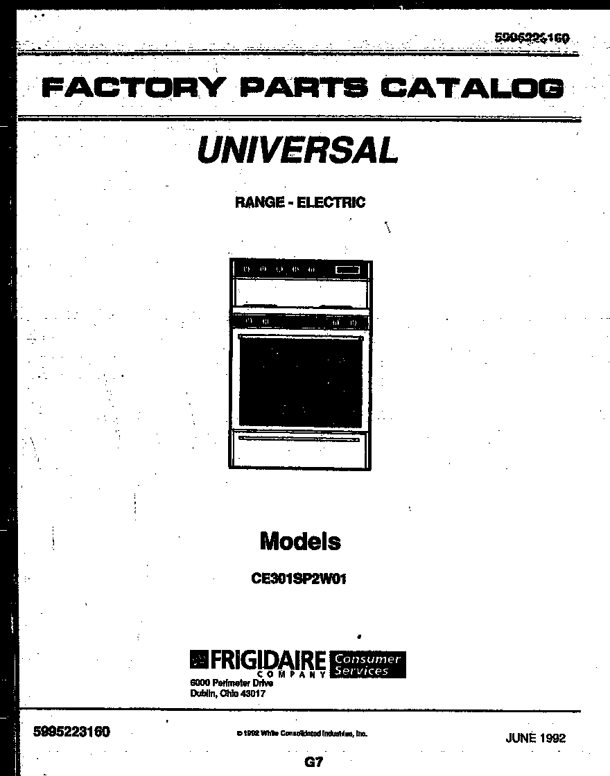 Frigidaire CE301SP2D1 cover page diagram