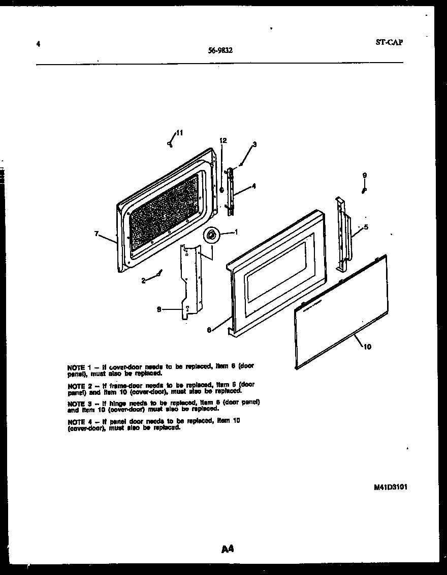 Tappan 56-9832-10-01 door parts diagram