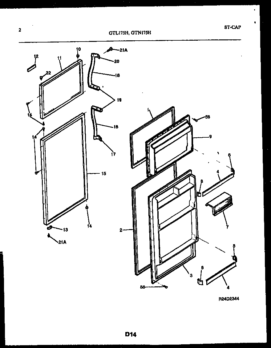 Frigidaire GTL175BH5 door parts diagram