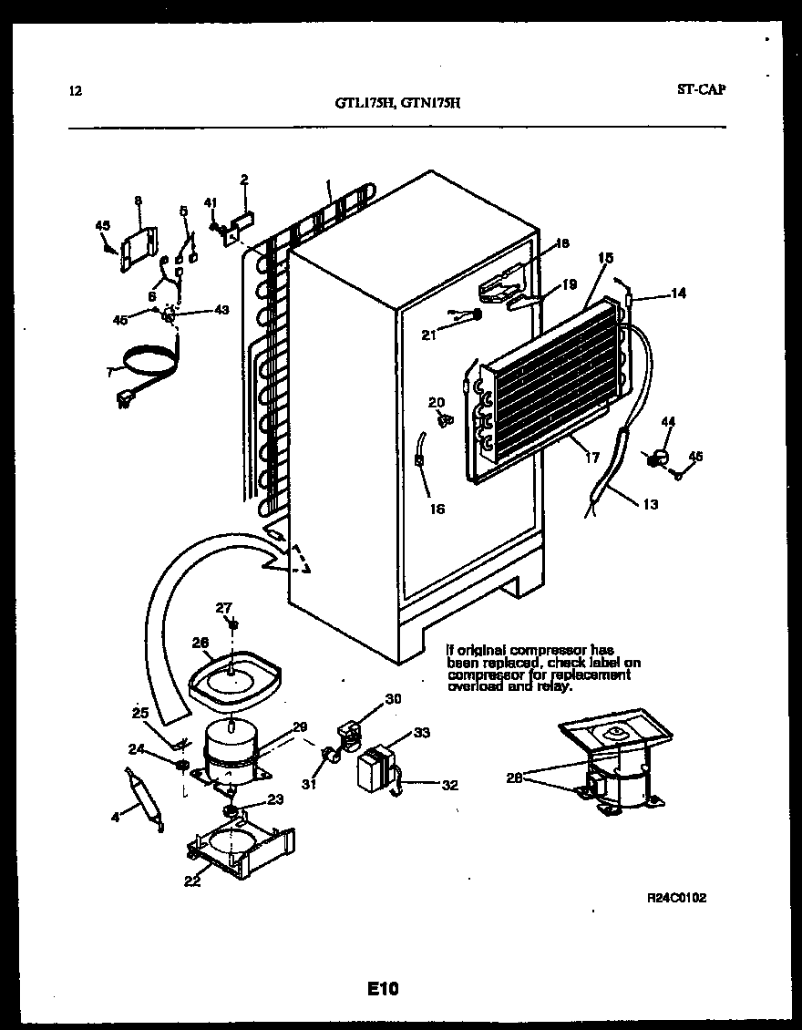 Frigidaire GTL175BH5 system and automatic defrost parts diagram